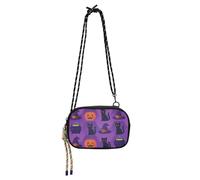 Modello di Halloween Gatti Neri Zucca Viola Crossbody Portafoglio Borsa per le Donne Trendy con Cinghia Regolabile Messenger Bag Crossbody Take a walk bolso manos libres para mujer