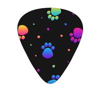 Modello di impronta di zampa arcobaleno animale,12 pezzi di plettri per chitarra, 3 plettri di diverso spessore per chitarra acustica, basso, ukulele