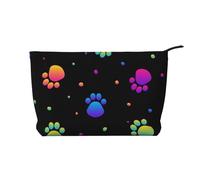 Modello di impronta di zampa arcobaleno animale, Borsa per cosmetici in velluto a coste Borsa per il trucco Borsa da viaggio portatile