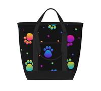 Modello di impronta di zampa arcobaleno animale,Borsa porta pranzo grande capacità isolata per donne e uomini, lavoro, picnic, viaggi