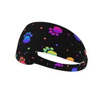 Modello di impronta di zampa arcobaleno animale,Fascia elastica per capelli multiuso unisex, fascia antisudore sportiva