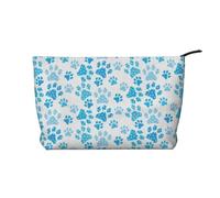 Modello di impronta di zampa di cane blu, Borsa per cosmetici in velluto a coste Borsa per il trucco Borsa da viaggio portatile