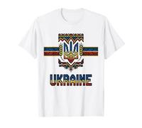 Modello di Lavoro a Maglia con Emblema di Arte Popolare Tryzub dell'Ucraina Maglietta
