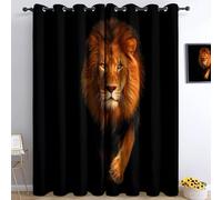 Modello Di Leone Animale Tende Oscuranti Termiche Isolanti - Ridurre Il Rumore, Termiche Isolanti per Camera da Letto - 2 Pannelli per camera da letto soggiorno, Nero, 183 x 214 cm