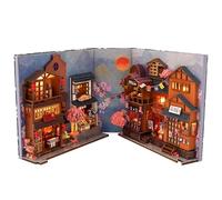 Modello Di Libro Di Libri Giapponese - Casa Di Biblioteca In Miniatura, Modello Di Scena Di Strada Creativa, Giapponese In Miniatura | Mini Kit Casa Fai Da Te Per Tavolo, Mensola, Compleanno