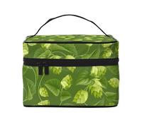 Modello Di Luppolo E Foglie Verdi, Borsa per il trucco Borsa per cosmetici Borsa da toilette da viaggio portatile Astuccio per matite Astuccio da toilette