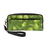 Modello Di Luppolo E Foglie Verdi, Borsa per il trucco Borsa per cosmetici Borsa da viaggio portatile da toilette Astuccio in pelle per donne e ragazze