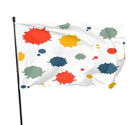 Modello di macchie colorate Bandiera da giardino 3x5 FT Arcobaleno astratto Gocce di inchiostro Punti Vernice sporca Poliestere Bandiere da cortile Casa Patio Prato Banner di auguri per esterni