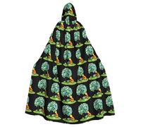 Modello di mantello con cappuccio per adulti per feste in costume di Halloween e altro ancora, raffigurante un ragazzino che raccoglie fiori sotto l'albero.