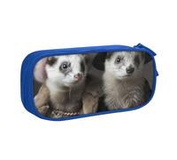 Modello di moda francese con stampa di furetti, astuccio per matite, cosmetici, strumenti artistici, forniture per studenti e insegnanti, uso versatile, Blu, Taglia unica, Set di zaini per la scuola