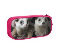 Modello di moda francese con stampa di furetti, astuccio per matite, cosmetici, strumenti artistici, forniture per studenti e insegnanti, uso versatile, rosa, Taglia unica, Set di zaini per la scuola