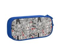 Modello di moda francese con stampa di furetti, astuccio per matite, cosmetici, strumenti artistici, forniture per studenti e insegnanti, uso versatile, Blu, Taglia unica, Set di zaini per la scuola