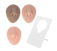 Modello di naso in silicone 3 pezzi, modello di naso simulato 3D con supporto in acrilico per insegnare la pratica del piercing, colori realistici della pelle, riutilizzabile,