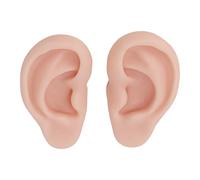 Modello di orecchio umano, 1 paio di orecchini in morbido silicone, orecchie finte flessibili, parti del corpo realistiche per praticare piercing, espositore per orecchini, strumento didattico (2#)