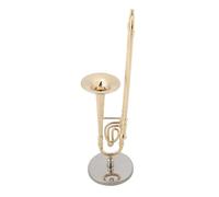 modello di ornamento di strumento musicale Replica Di Trombone In Miniatura Da 15 Cm Con Supporto E Custodia, Modello Di Strumento Placcato In Oro, Ornamenti Musicali