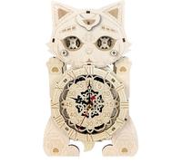 Modello di orologio gatto chat puzzle 3D | Kit di costruzione in legno per adulti | Puzzle orologio da parete, attività manuale relax, decorazione unica per la casa, sala