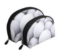 Modello di palline da golf 3D, Borsa per trucco a conchiglia Portamonete da donna Borsa da toilette piccola Borsa per cosmetici 2 pezzi