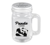 Modello di panda in vetro trasparente maniglia spessa coperchio ermetico ad alta temperatura mini yogurt barattolo di famiglia Family Office (Panda bugiardo)
