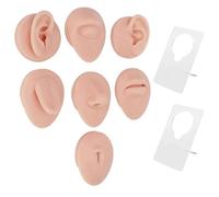 Modello di parte del corpo in silicone Tyenaza, Morbido Silicone Orecchio bocca bocca naso lingua ombelico modello con espositore, per insegnare la pratica di visualizzazione (Colore della pelle