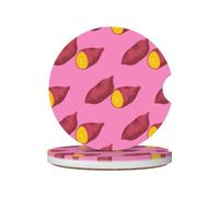 Modello di patata dolce, Sottobicchieri per portabicchieri auto, confezione da 2, sottobicchieri in ceramica assorbente con base antiscivolo in sughero.