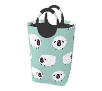 Modello di pecora animale carino, Cesto portabiancheria pieghevole, Grande contenitore portaoggetti resistente con manici, 50 litri