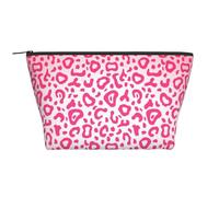 Modello di pelle di leopardo rosa brillante, Borsa da toilette Borsa per trucco Borsa per cosmetici Borsa da toilette da viaggio portatile