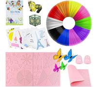 Modello di penna 3D |penna a pressione 3D PLA Seta|Stencil Pad in silicone |Modello per penna 3D |Protezione dita 10 colori 1,75 mm totale 50 m, grande cuscinetto in silicone, nota: questo set non