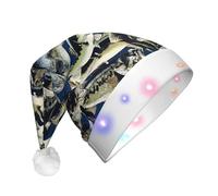 Modello di pesce 1 Stampa Cappello di Babbo Natale Con Luci A Led, Divertenti Cappelli Di Natale Per Adulti Per Il Nuovo Anno Vacanza Forniture