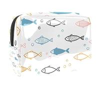Modello di pesce scarabocchio Borsa cosmetica a mano Borsa per il trucco per le donne ragazze