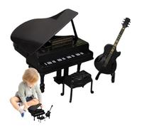 Modello di pianoforte in miniatura per casa delle bambole con sgabello, strumento musicale per casa delle bambole, decorazione della stanza dei bambini, regalo di compleanno e vacanze, mini accessor