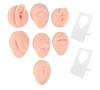 Modello di piercing in silicone morbido 7 pezzi, con basi a cremagliera in silicone alimentare, per la pratica dell'anatomia e la visualizzazione degli accessori, supporto in (Light Skin)