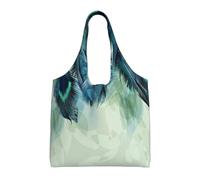 Modello di piuma di pavone,Borse riutilizzabili, borse della spesa, borsa a tracolla in tela di grande capacità