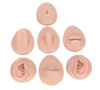 Modello di pratica per piercing al corpo, simulazione in silicone per orecchio, occhio, naso, bocca, lingua e ombelico, set per piercing e gioielli (colore della pelle medio)