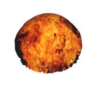 Modello di progettazione fuoco brucia,Cuffia da doccia, cuffia da notte, doppio strato, impermeabile, elastica, riutilizzabile.