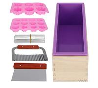 Modello di sapone in silicone, set di modelli di sapone fatto a mano compreso la scatola in legno wavy dritte di rimpasto di calore per bombe bombe saponi artigianali che