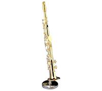 Modello di sassofono - strumento musicale in | Mini ornamento placcato oro | Sax soprano da collezione, decorazione per la casa, regalo per gli amanti della musica, espositore da scrivania