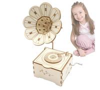 Modello di scatola da musica in legno - kit grammofono | Decorazione di fonografi retrò fatti a mano classica con manuale inglese | Ornamento di legno creativo - scatola musicale