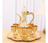 Modello di set di caffettiera turca vintage con 6 tazze di caffè, vassoio,