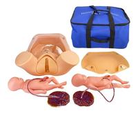 Modello di simulazione del parto femminile, 2 feti con cordone ombelicale e placenta, modello avanzato di addestramento completo con borsa per il trasporto