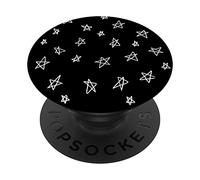 Modello di stelle disegnate a mano in bianco e nero PopSockets PopGrip Intercambiabile