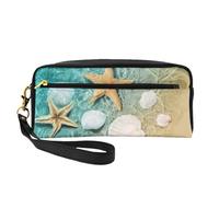 Modello Di Stelle Marine E Conchiglie, Borsa per il trucco Borsa per cosmetici Borsa da viaggio portatile da toilette Astuccio in pelle per donne e ragazze