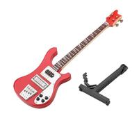 Modello Di Strumento Musicale Domestico Basso Elettrico In Miniatura Rosso/nero Da 7,9 Pollici Con Supporto E Custodia Per Strumenti Musicali(Red)