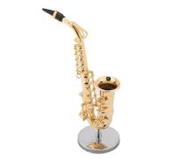 Modello Di Strumento Musicale Domestico Sassofono Contralto In Miniatura Da 5,4 Pollici Con Supporto E Custodia Ornamenti Per Modelli Di Strumenti Placcati In Oro