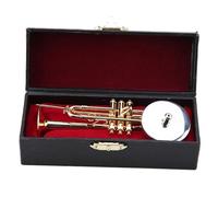 Modello Di Strumento Musicale Domestico Tromba In Miniatura Da 5,1 Pollici Con Supporto E Custodia Ornamenti Musicali Modello Strumento Placcato Oro