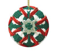 Modello di tessuto di lana Ornamento rotondo in ceramica con stampa fronte-retro per vacanze appeso Decor Souvenir