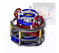 Modello Di Tourbillon A Tre Assi, Movimento Di Scappamento Meccanico In Pet Stampato In 3d Con Carica Manuale, Ingranaggi A Vista E Struttura In Pet Preassemblata Per L'educazione Stem