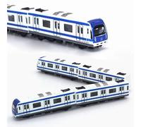 Modello di treno, Set ferroviario multi-auto 4PCS,Modello di treno della metropolitana ferroviaria della città in lega,Scala della lega della metropolitana blu 1/64