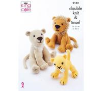 Modello Di Tricot King Cole DK E Tinsel Chunky Famiglia Leone 9152