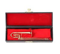 Modello di trombone in miniatura in ottone, replica dello strumento musicale placcato in oro, pezzo dettagliato per i musicisti di decorazioni per l'home office