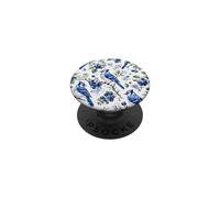 Modello di uccello della frutta dei mirtilli della ghiandaia blu dell'acquerello PopSockets PopGrip Adesivo
